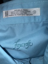 Womens Blouse-FOXCROFT blue cotton blend wrinkle free long sleeves 10 - £11.18 GBP