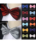 Mens Bow Tie Satin Plaid Multicolor Adjustable Clip-On Formal - €5,95 EUR