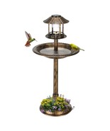 Outdoor Garden Birdbath in Bronze Finish with Solar Light - $2,616.97 MXN