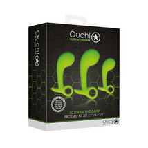 Ouch! Glow in the Dark Prostate Kit 3-Piece Anal Plug Set Neon Green - £47.24 GBP