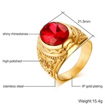  new fasion hot sale men jewelry high polished gold men rings charm red rhinestone best thumb200