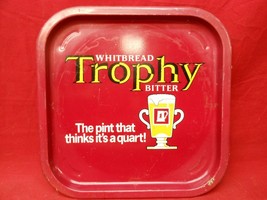 Whitbread Trophy Bitter Metal Beer Tray Square Pint That Thinks It’s A Quart! - £19.77 GBP