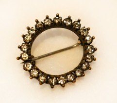 Antique Victorian Circle Brooch Faceted Glass Rhinestones Brass Setting ... - £22.31 GBP