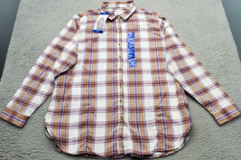 JACHS Girlfriend Shirt Womens Large Multi Flannel Long Sleeve Collar Button Down - $23.09