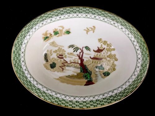 Primary image for Vintage Gaudy Willow Pattern Woods Burslem Handkow England Oval Serving Bowl U14
