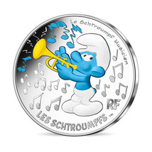 France 10 Euro Silver 2020 Musician The Smurfs Colored Coin Cartoon 01850 - £39.21 GBP