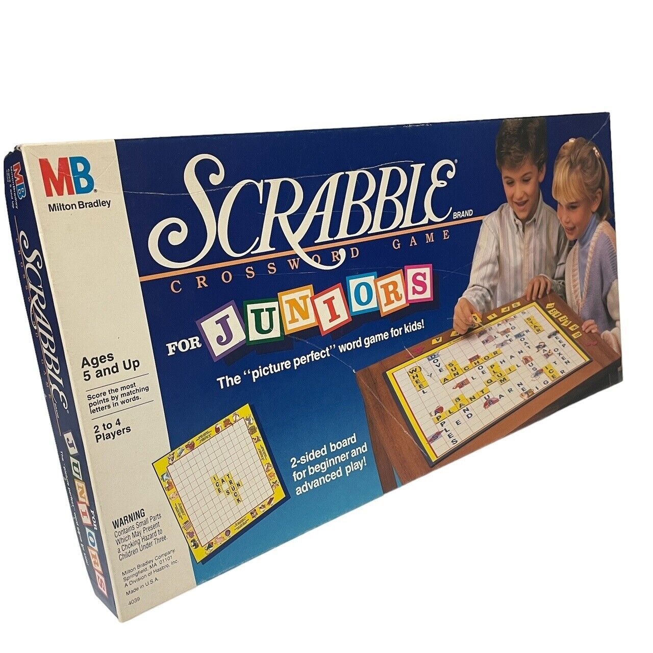 Scrabble For Juniors Crossword Game 2 Sided Spelling Game Vintage 1989 - $13.18