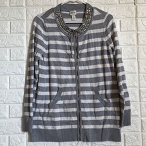 Zynergy zip up rhinestone striped sweater chico’s - $54.45