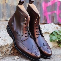 New Handmade Cowhide Leather Boots, High Ankle Winter Boots for men - $159.00