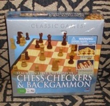 chess checkers backgammon classic games nib - $13.81