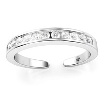 Natural Moissanite Adjustable Sterling Silver Toe/Midi Ring 14K White Go... - $16.72