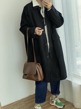 Women Boyfriend Modern Trench Coat 2022 Korean Fashion Tall Relaxed Fit Casual L - £185.58 GBP