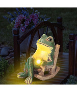 Garden Statue Frog Outdoor Decor Frog Figurine Lights Patio Yard Lawn Or... - €21,71 EUR