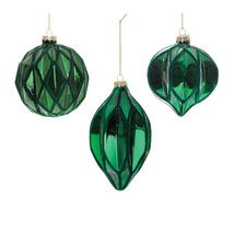 Green Textured Harlequin Glass Ornament (Set of 6) - $1,131.98 MXN
