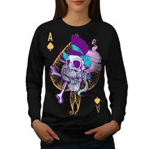 Wellcoda Ace Spade Card Skull Womens Sweatshirt,  Casual Pullover Jumper - $28.91+