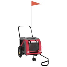 vidaXL Pet Bike Trailer Red and black Oxford fabric, iron, PVC Medium - $3,393.06 MXN