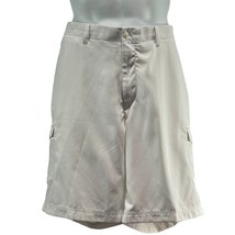 ISLAND REPUBLIC Men&#39;s Cargo Shorts White Polyester Belt Loops Pockets Si... - $17.99