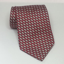 Ike Behar New York Men Dress Silk Tie Red White 4&quot; wide 61&quot; long Made in USA - £36.23 GBP