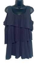 Chaus Women&#39;s Knit Top Black White Polka Dots Sleeveless Ruffles Layered Large - £15.07 GBP