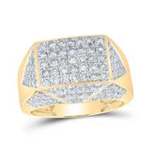 Authenticity Guarantee 
10kt Yellow Gold Mens Round Diamond Faceted Band Ring... - £2,097.35 GBP