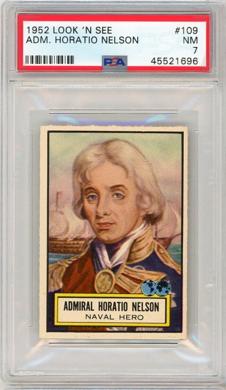 1952 Topps Look &#39;N See Admiral Horatio Nelson #109 PSA 7 P1285 - $69.30