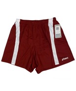 Asics Mens Large Medley Running Shorts Burgundy White Drawstring Inner L... - $15.99