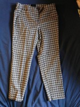 CYNTHIA ROWLEY Button &amp; Hook Fastening Cotton Blend Animal Print Pants SZ 4 - £19.55 GBP
