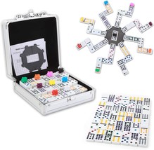 Mexican Train Dominoes Game Double 12 Dominoes Set Dot Dominoes with Aluminum Ca - £52.08 GBP