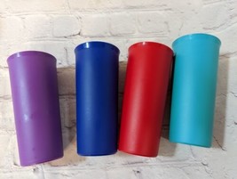 Tupperware bright opaque tumbler 12oz #115 cup Lot 4 red blue purple green - £15.49 GBP