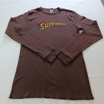 Men’s Superman DC Comics Brown Shirt Cotton Long Sleeve Thermal Measured... - $11.66 CAD
