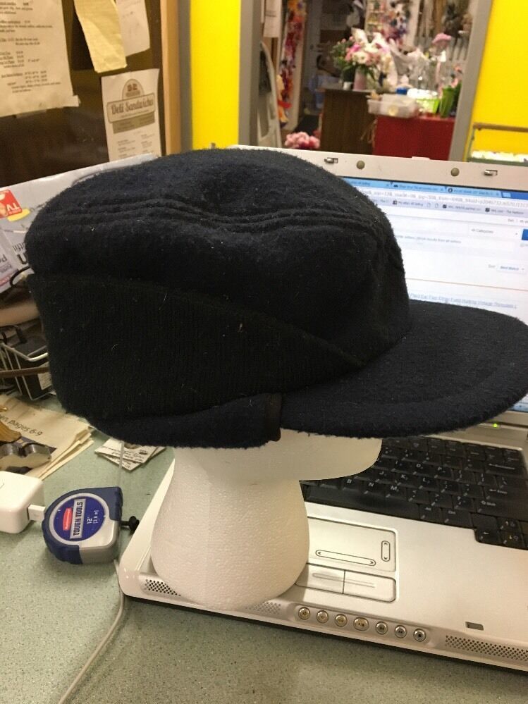 Mackinaw Hat Cap Dark Blue Ear Flap Elmer Fudd Hunting Vintage Medium Dorfman - $49.99