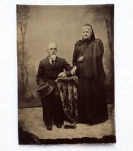 1800s Tintype Photo Possibly Post Mortem Husband Wife in Mourning Attire Antique - £38.69 GBP