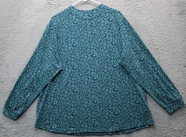 Lands&#39; End Blouse Top Womens 3X Multi Floral Cotton Blend Long Sleeve Pu... - $18.49