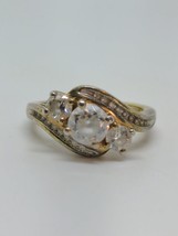 Vintage Sterling Silver 925 CZ Gold Tone Ring Size 7 - £19.74 GBP