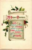 Vtg Postcard 1911 Winsch Christmas Greetings Joyous Christmas Poem Scroll Unp - £5.56 GBP