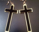Ic cross long dangle drop earring for women mirror gold silver color black acrylic thumb155 crop