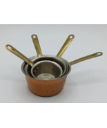 Set of 4 Vintage Tin Lined Copper and Brass Nesting Measuring Cups Made ... - £15.56 GBP