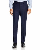 Hugo Hesten Melange Flannel Extra Slim Fit Suit Pants Med Blue-Unfinishe... - £49.56 GBP