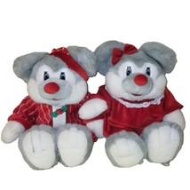 Commonwealth Plush Christmas Mice Lot Mouse Velvet Nightgown Stuffed Animal 18&quot; - £20.14 GBP