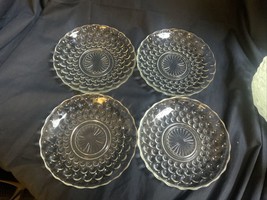 SET OF 4 ANCHOR HOCKING CLEAR BUBBLE 5 3/4&quot; SAUCERS - £5.94 GBP