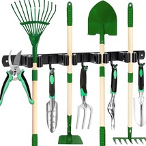 Mop And Broom Holder Wall Mount 4 Racks And 5 Hooks Broom Organizer Storage Tool - £19.74 GBP