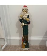 Vintage Handcrafted Santa With Bells &amp; Toy Bag 22” tall 4” across Pencil... - $760.08 MXN