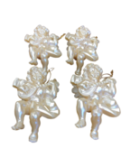 4 Vtg Pearl Essence Off White Angel Cherub Guitar Christmas Ornament 3 1... - $21.95