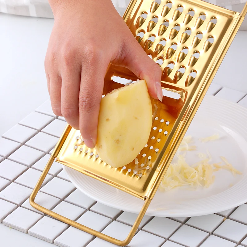 House Home Multifuction Kitchen Gadgets Gold Stainless Steel Grater Potato Fruit - £19.67 GBP