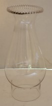 Vtg 7.5&quot; Clear Glass Beaded Rim Hurricane Chimney Table Lamp Light Shade... - $18.81
