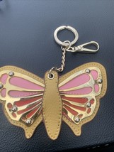 Sharif Yellow/Gold/pink/orange Leather Butterfly Purse Charm 4&quot;x 2&quot; - £24.68 GBP