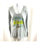 NCAA Oregon Ducks Womens T Shirt V Neck Long Sleeve Gray Champion L - £7.61 GBP