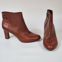 Anne Klein Sukey Almond Toe Ankle Booties Women&#39;s Size 9.5 Brown Side Zip - £19.00 GBP