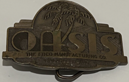 Vintage Oasis Brass Belt Buckle Watercoolers &amp; Dehumidifiers Lewis Mfg. ... - £16.58 GBP