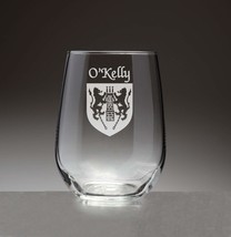 O&#39;Kelly Irish Coat of Arms Stemless Wine Glasses (Sand Etched) - £53.81 GBP